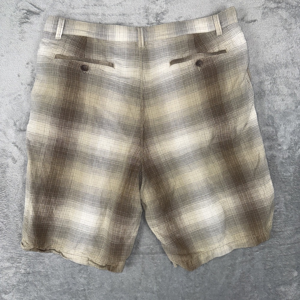 Tommy Bahama Shorts Multicolor Plaid Chino Mens Size‎ 35 Linen Silk Blend - Picture 7 of 9